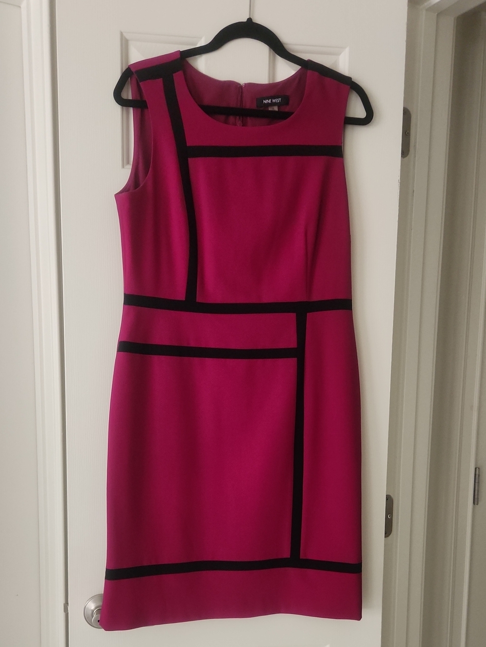 Nine West Fuchsia Sheath Dress with Black Trim
